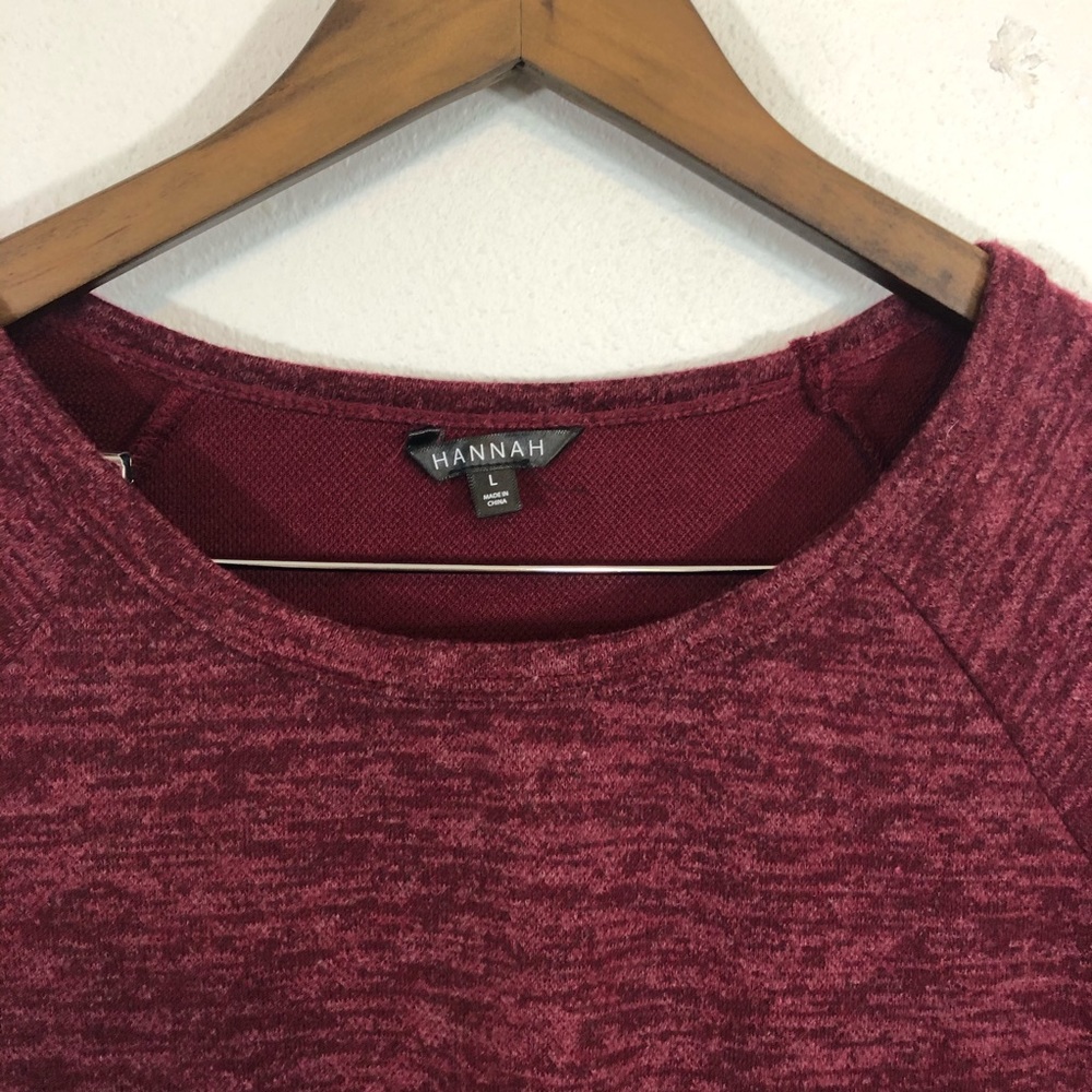 Hannah muted red ruffle cuff round neck top - Picture 4 of 8